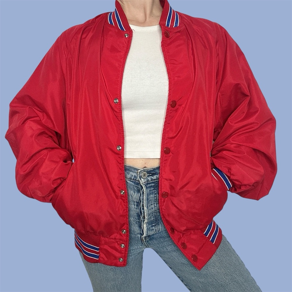 Vintage Varsity Jacket w/ Red with Ribbed Collar Dunbrooke brand